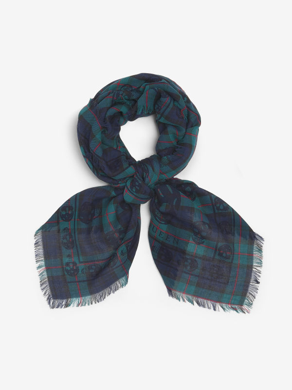 ALEXANDER MCQUEEN - Tartan Skull Foulard - Item 8374734129Q4168